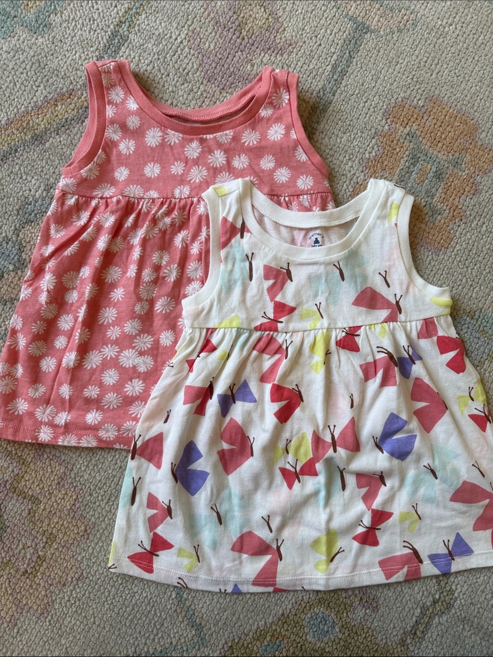GAP Girls' Pink Daisy Tank & White Butterfly Print Tank Set